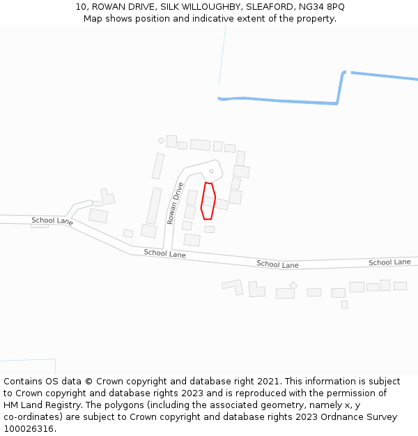 10, ROWAN DRIVE, SILK WILLOUGHBY, SLEAFORD, NG34 8PQ: Location map and indicative extent of plot