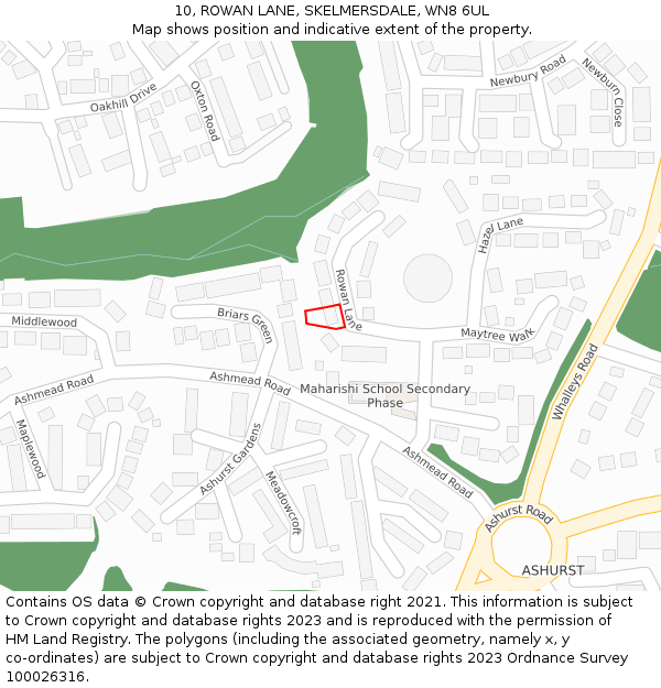10, ROWAN LANE, SKELMERSDALE, WN8 6UL: Location map and indicative extent of plot