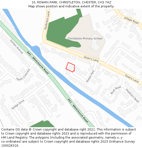 10, ROWAN PARK, CHRISTLETON, CHESTER, CH3 7AZ: Location map and indicative extent of plot