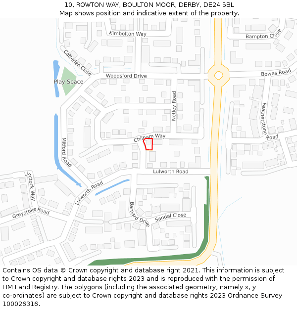 10, ROWTON WAY, BOULTON MOOR, DERBY, DE24 5BL: Location map and indicative extent of plot