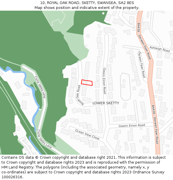 10, ROYAL OAK ROAD, SKETTY, SWANSEA, SA2 8ES: Location map and indicative extent of plot