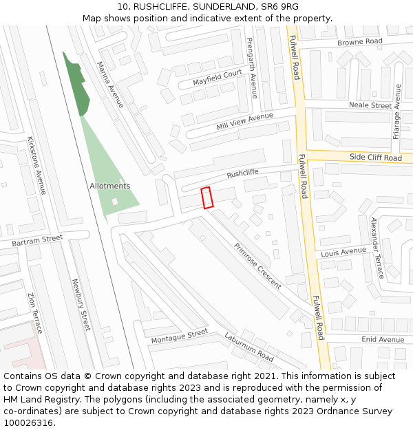 10, RUSHCLIFFE, SUNDERLAND, SR6 9RG: Location map and indicative extent of plot