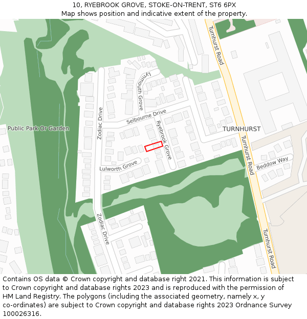 10, RYEBROOK GROVE, STOKE-ON-TRENT, ST6 6PX: Location map and indicative extent of plot