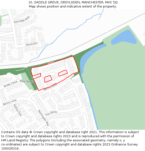 10, SADDLE GROVE, DROYLSDEN, MANCHESTER, M43 7JQ: Location map and indicative extent of plot