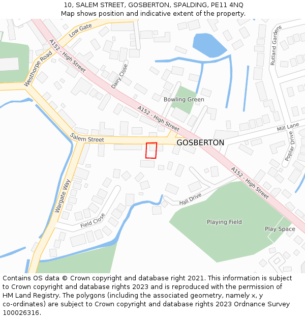 10, SALEM STREET, GOSBERTON, SPALDING, PE11 4NQ: Location map and indicative extent of plot