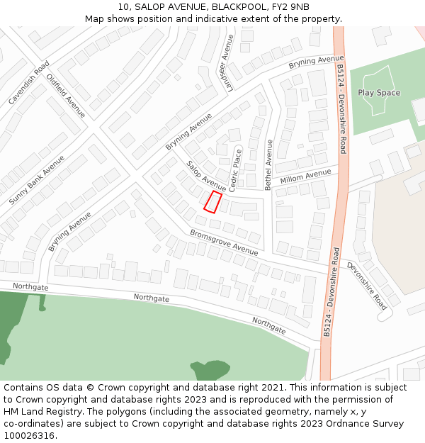 10, SALOP AVENUE, BLACKPOOL, FY2 9NB: Location map and indicative extent of plot