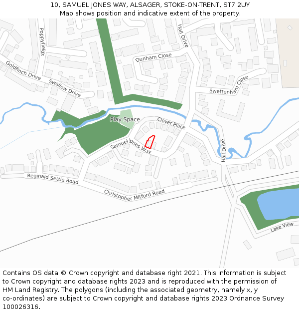 10, SAMUEL JONES WAY, ALSAGER, STOKE-ON-TRENT, ST7 2UY: Location map and indicative extent of plot