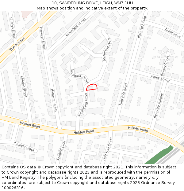 10, SANDERLING DRIVE, LEIGH, WN7 1HU: Location map and indicative extent of plot