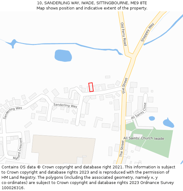 10, SANDERLING WAY, IWADE, SITTINGBOURNE, ME9 8TE: Location map and indicative extent of plot