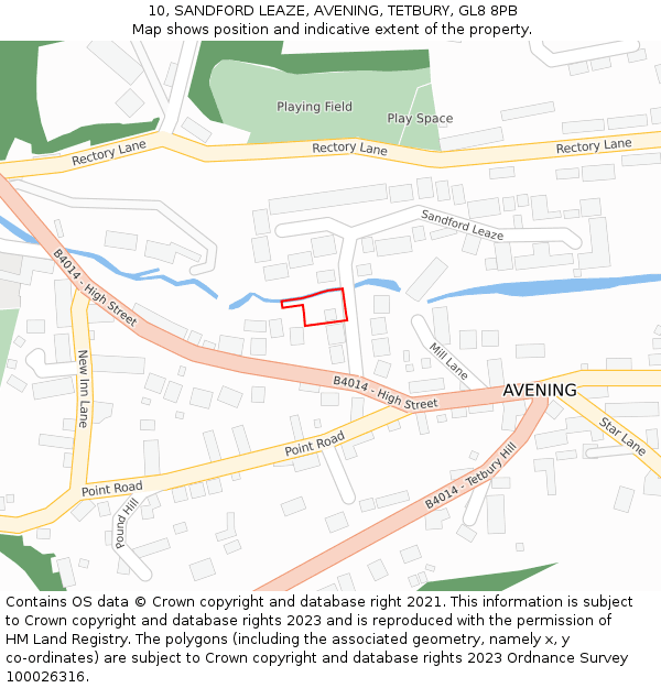 10, SANDFORD LEAZE, AVENING, TETBURY, GL8 8PB: Location map and indicative extent of plot