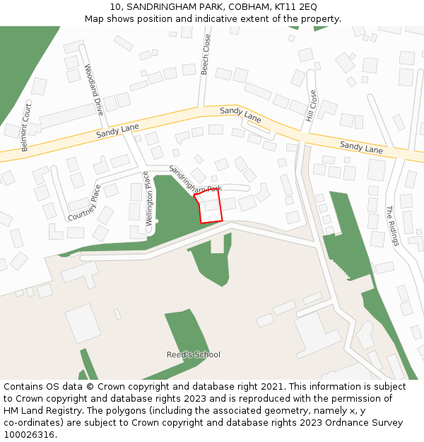 10, SANDRINGHAM PARK, COBHAM, KT11 2EQ: Location map and indicative extent of plot