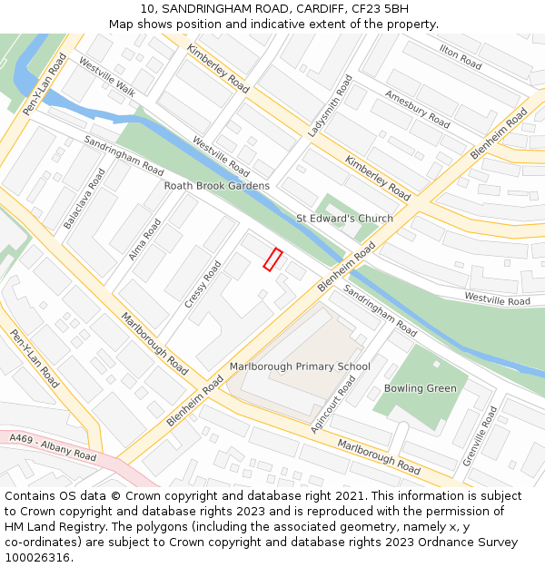 10, SANDRINGHAM ROAD, CARDIFF, CF23 5BH: Location map and indicative extent of plot