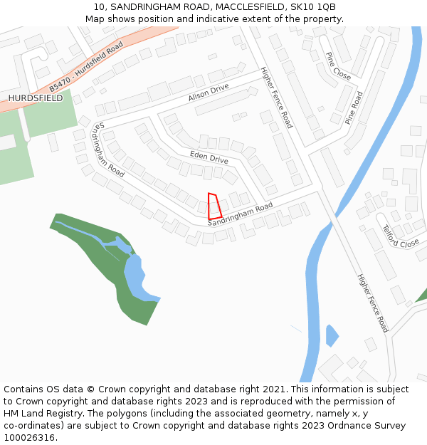 10, SANDRINGHAM ROAD, MACCLESFIELD, SK10 1QB: Location map and indicative extent of plot