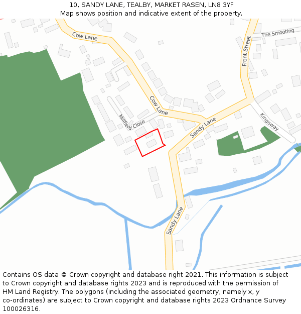 10, SANDY LANE, TEALBY, MARKET RASEN, LN8 3YF: Location map and indicative extent of plot