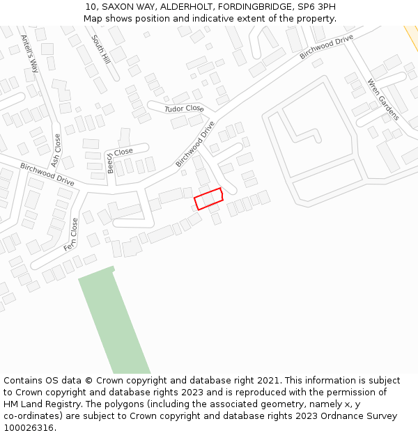 10, SAXON WAY, ALDERHOLT, FORDINGBRIDGE, SP6 3PH: Location map and indicative extent of plot