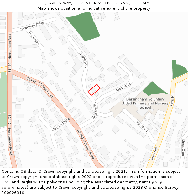 10, SAXON WAY, DERSINGHAM, KING'S LYNN, PE31 6LY: Location map and indicative extent of plot