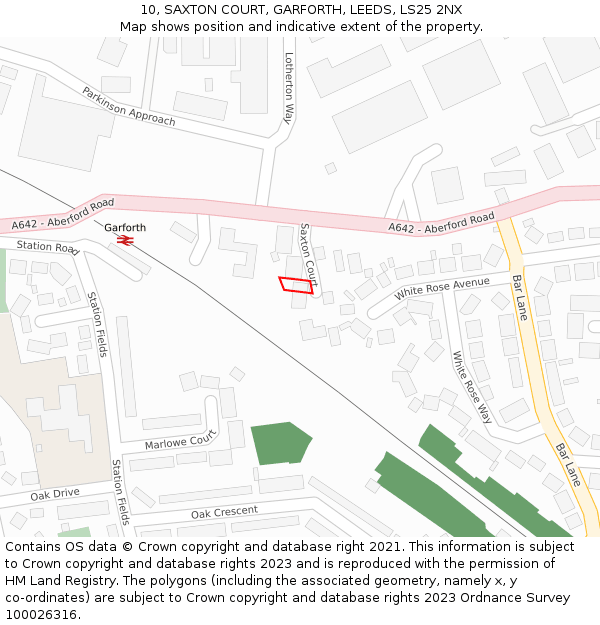 10, SAXTON COURT, GARFORTH, LEEDS, LS25 2NX: Location map and indicative extent of plot