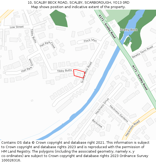 10, SCALBY BECK ROAD, SCALBY, SCARBOROUGH, YO13 0RD: Location map and indicative extent of plot