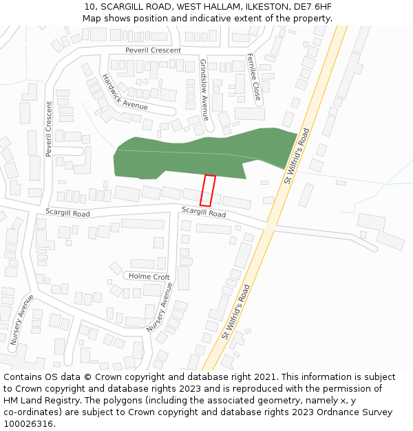 10, SCARGILL ROAD, WEST HALLAM, ILKESTON, DE7 6HF: Location map and indicative extent of plot