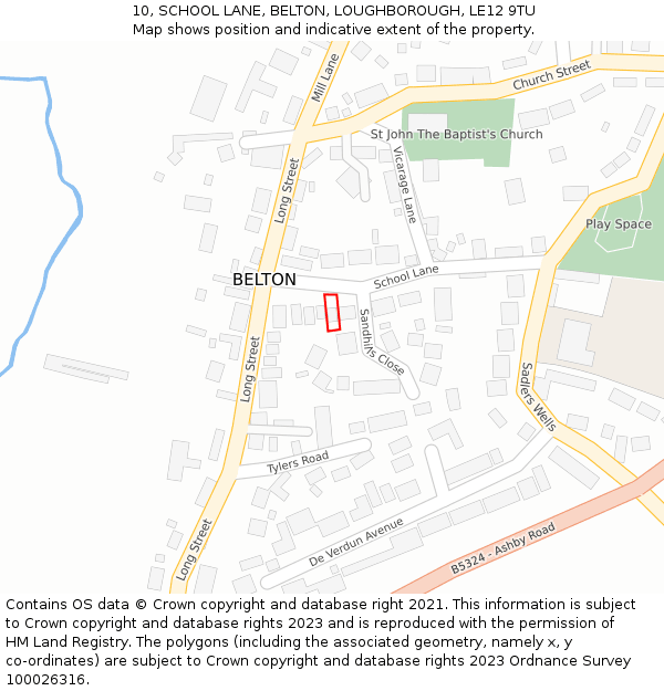10, SCHOOL LANE, BELTON, LOUGHBOROUGH, LE12 9TU: Location map and indicative extent of plot