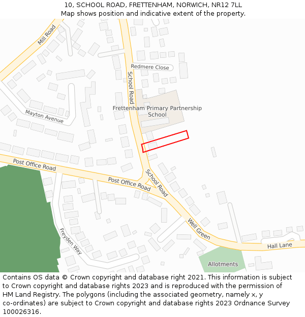 10, SCHOOL ROAD, FRETTENHAM, NORWICH, NR12 7LL: Location map and indicative extent of plot