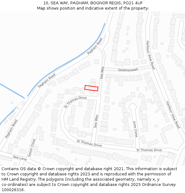 10, SEA WAY, PAGHAM, BOGNOR REGIS, PO21 4UF: Location map and indicative extent of plot