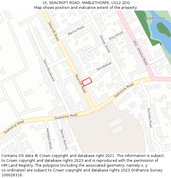 10, SEACROFT ROAD, MABLETHORPE, LN12 2DG: Location map and indicative extent of plot