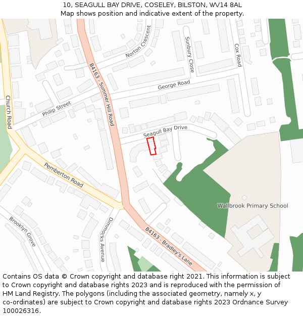 10, SEAGULL BAY DRIVE, COSELEY, BILSTON, WV14 8AL: Location map and indicative extent of plot
