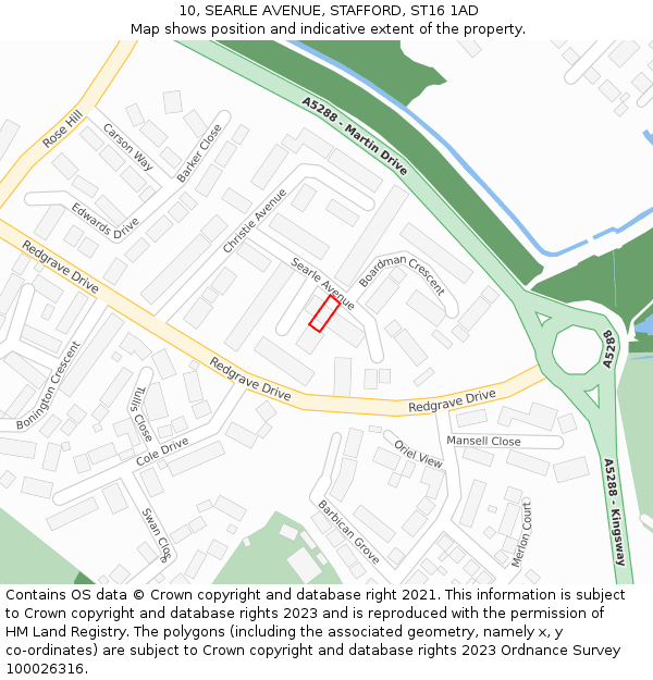 10, SEARLE AVENUE, STAFFORD, ST16 1AD: Location map and indicative extent of plot