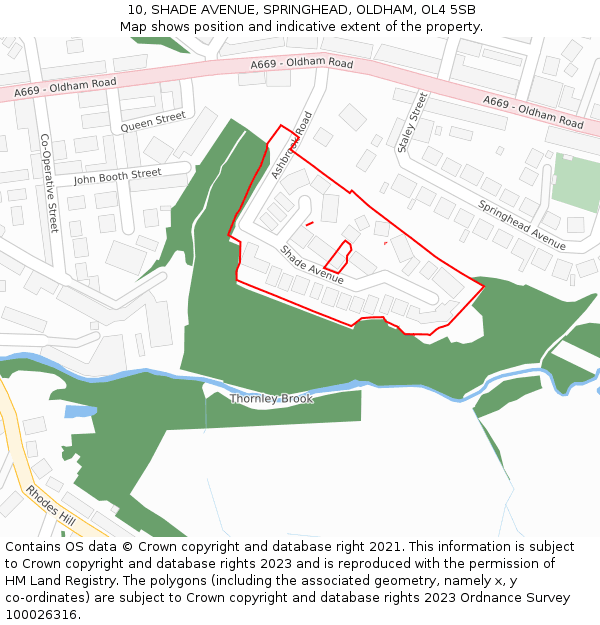 10, SHADE AVENUE, SPRINGHEAD, OLDHAM, OL4 5SB: Location map and indicative extent of plot