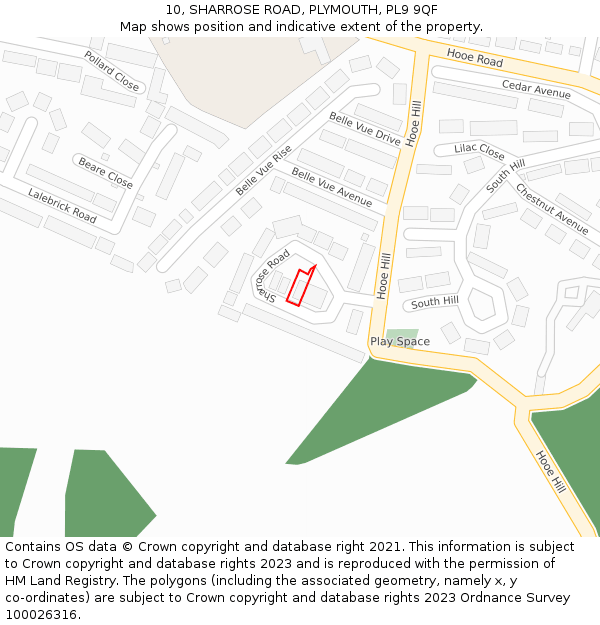 10, SHARROSE ROAD, PLYMOUTH, PL9 9QF: Location map and indicative extent of plot