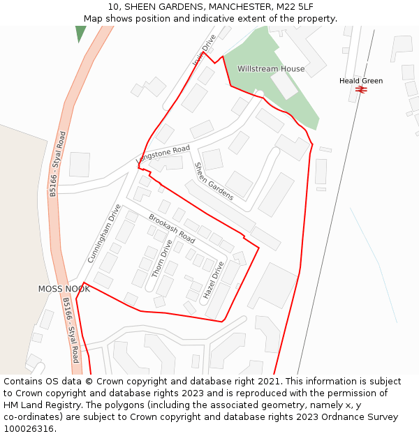 10, SHEEN GARDENS, MANCHESTER, M22 5LF: Location map and indicative extent of plot