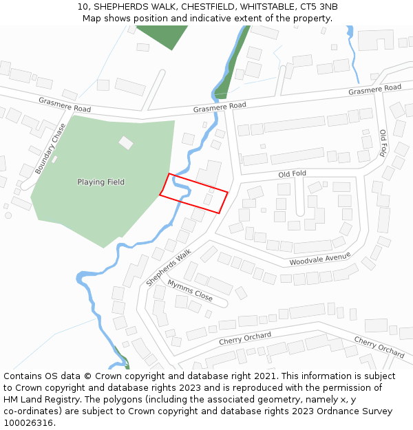 10, SHEPHERDS WALK, CHESTFIELD, WHITSTABLE, CT5 3NB: Location map and indicative extent of plot