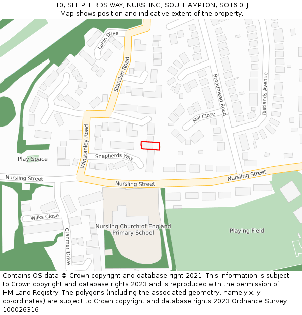 10, SHEPHERDS WAY, NURSLING, SOUTHAMPTON, SO16 0TJ: Location map and indicative extent of plot