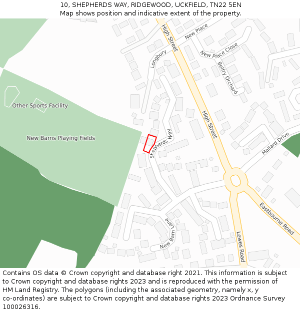 10, SHEPHERDS WAY, RIDGEWOOD, UCKFIELD, TN22 5EN: Location map and indicative extent of plot