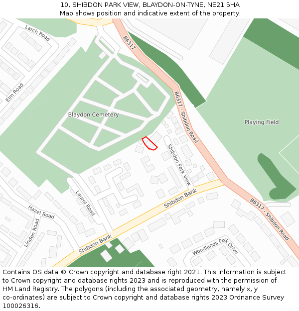 10, SHIBDON PARK VIEW, BLAYDON-ON-TYNE, NE21 5HA: Location map and indicative extent of plot