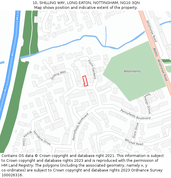 10, SHILLING WAY, LONG EATON, NOTTINGHAM, NG10 3QN: Location map and indicative extent of plot