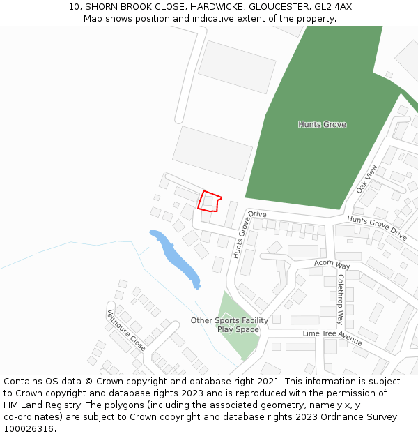 10, SHORN BROOK CLOSE, HARDWICKE, GLOUCESTER, GL2 4AX: Location map and indicative extent of plot