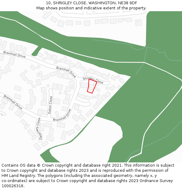10, SHRIGLEY CLOSE, WASHINGTON, NE38 9DF: Location map and indicative extent of plot