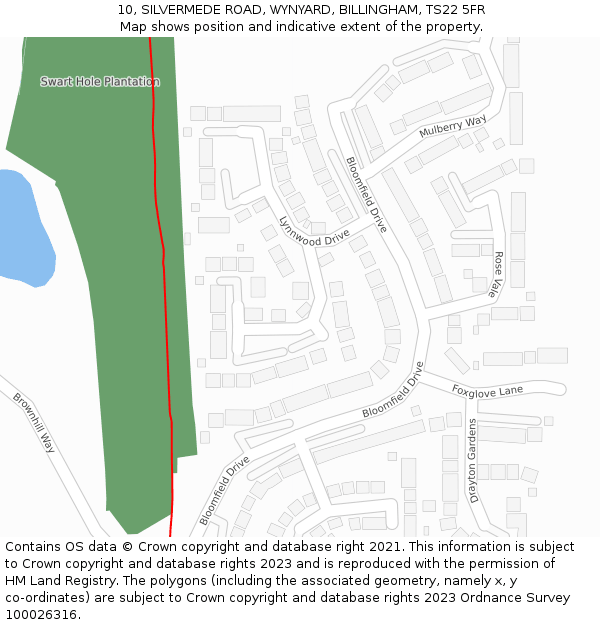 10, SILVERMEDE ROAD, WYNYARD, BILLINGHAM, TS22 5FR: Location map and indicative extent of plot