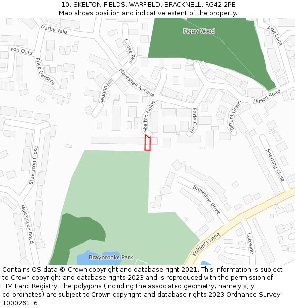 10, SKELTON FIELDS, WARFIELD, BRACKNELL, RG42 2PE: Location map and indicative extent of plot