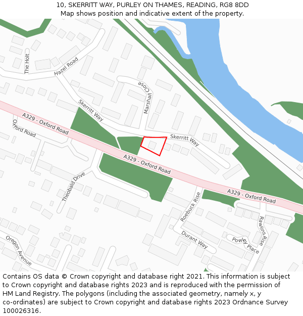 10, SKERRITT WAY, PURLEY ON THAMES, READING, RG8 8DD: Location map and indicative extent of plot