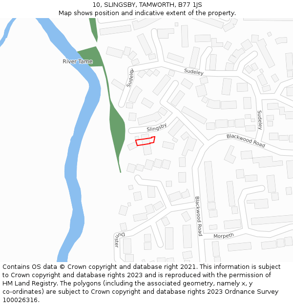 10, SLINGSBY, TAMWORTH, B77 1JS: Location map and indicative extent of plot