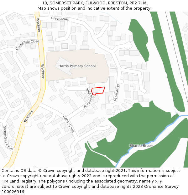 10, SOMERSET PARK, FULWOOD, PRESTON, PR2 7HA: Location map and indicative extent of plot