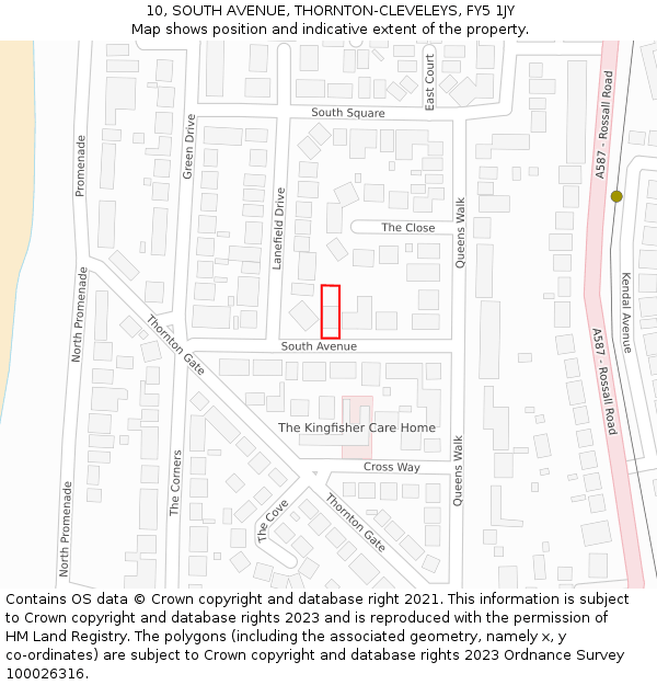 10, SOUTH AVENUE, THORNTON-CLEVELEYS, FY5 1JY: Location map and indicative extent of plot