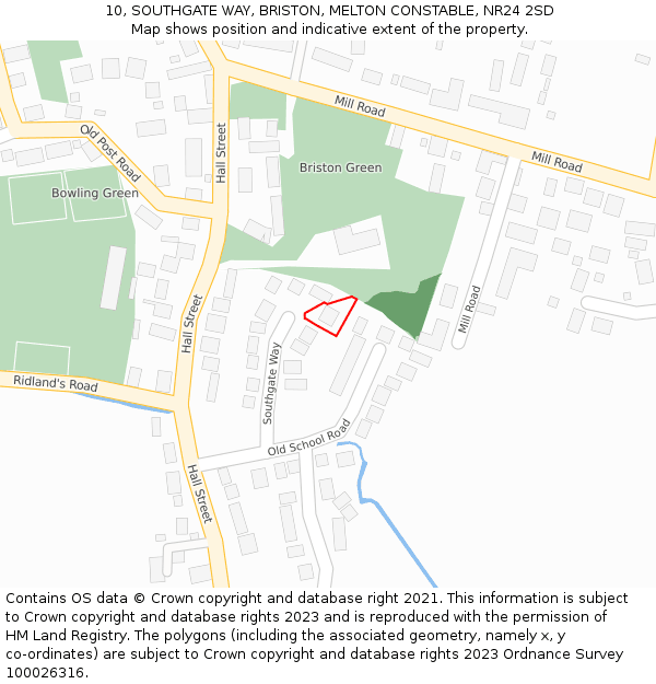 10, SOUTHGATE WAY, BRISTON, MELTON CONSTABLE, NR24 2SD: Location map and indicative extent of plot