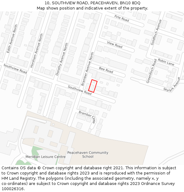 10, SOUTHVIEW ROAD, PEACEHAVEN, BN10 8DQ: Location map and indicative extent of plot