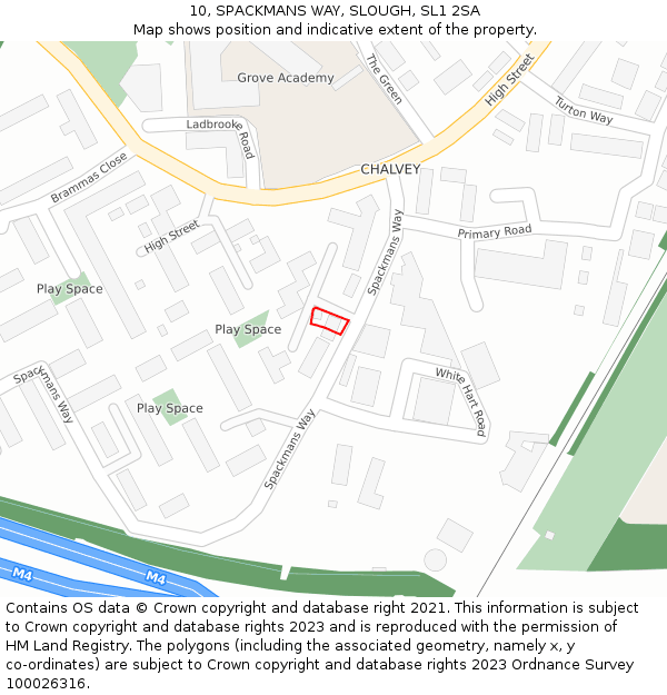 10, SPACKMANS WAY, SLOUGH, SL1 2SA: Location map and indicative extent of plot