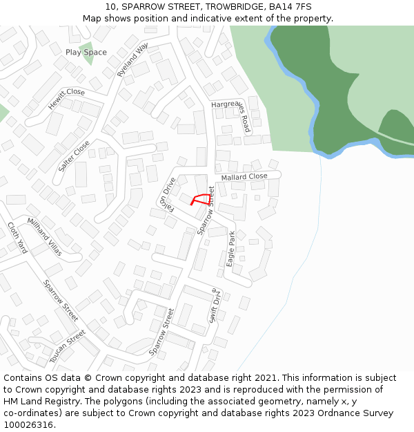 10, SPARROW STREET, TROWBRIDGE, BA14 7FS: Location map and indicative extent of plot