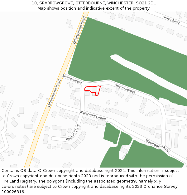 10, SPARROWGROVE, OTTERBOURNE, WINCHESTER, SO21 2DL: Location map and indicative extent of plot